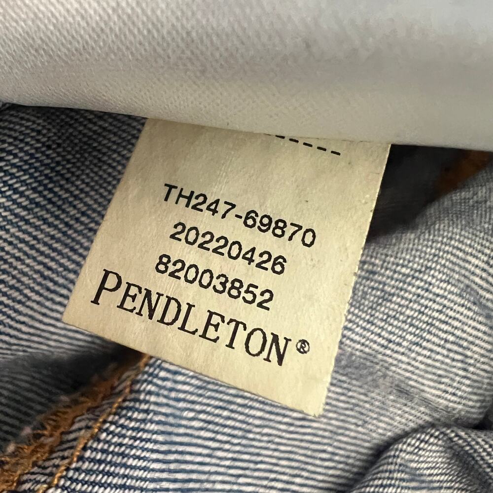 Pendleton Chambray Denim Jumpsuit Women’s M Wide Leg Belted 100% Cotton V-Neck - Picture 12 of 12